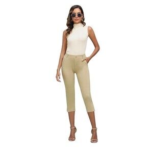 Women's Capri Pants - Dressy - Pull On - Size 12 Tan